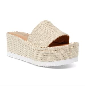 WILD PAIR Womens Beige 1-1/2" Platform Shermer Wedge Espadrille Shoes